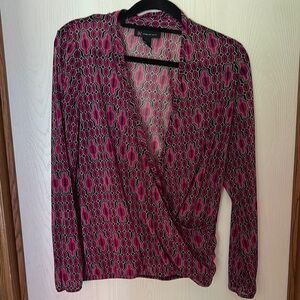 INC International Concepts Pink and Black Patterned Blouse